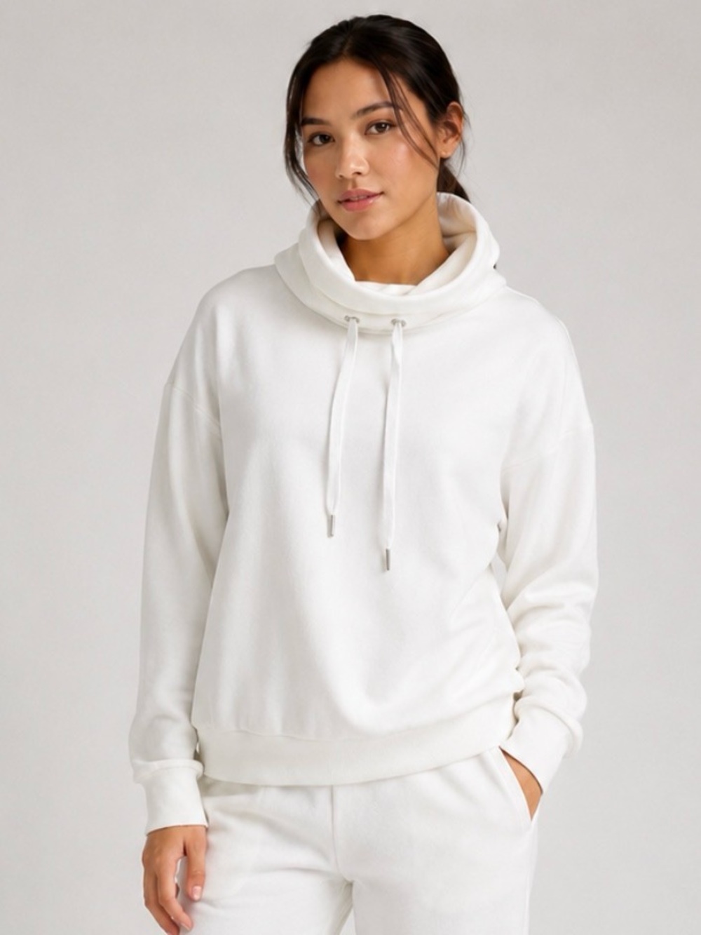 Banana Republic French Terry Face Shield Hoodie Cream Women’s Size XS